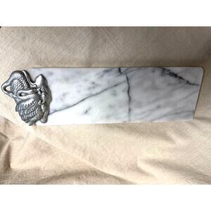 Vintage Arthur Court Marble Cheese Board Tray w Aluminum Swan Handle Charcuterie